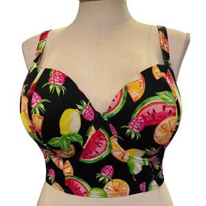 Torrid Plus Size 3 D/DD Sexy‎ Fruit Print Padded Underwire Balconette Swim Top